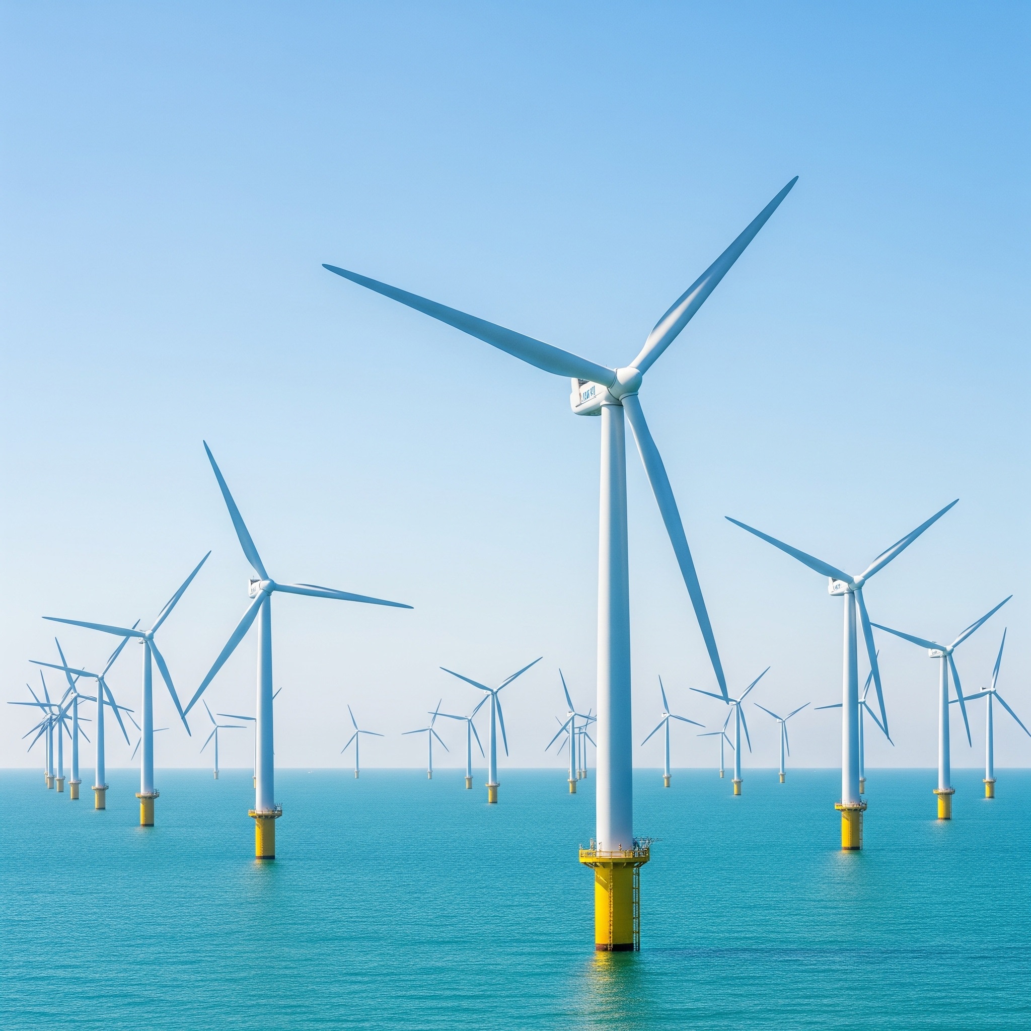 Vėjo jėgainių parkas jūroje iš paukščio skrydžio